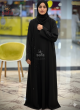 Luxury Black Abaya with Floral Beadwork, 1005