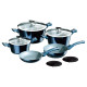 Chefline Forged Aluminum Cookware Set Metallic Blue 10 Pieces