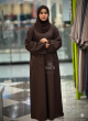 Rustic Brown Abaya with Wheat Stalk Beadwork, 947