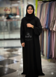 Classic Black Abaya with Swirling Bead Work, 776
