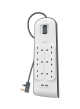 Belkin 6 Outlet Surge Protection Strip With 2 USB Port White/Grey