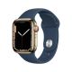 Apple Watch Series 7 GPS + Cellular, 45mm Gold Stainless Steel Case with Abyss Blue Sport Band