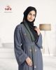 Green & Grey attached shrug Abaya with belt