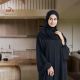 Light Weight Black Closed Abaya With Grey & Black Stone Work