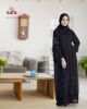 Light weight black double layered open abaya with stone work