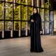 Light Weight Closed Black Abaya with Beige Piping Work