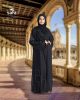 Light Weight Closed Black Abaya with White Embroidery Work