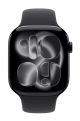 Apple Watch Series 11 GPS + Cellular 46mm Jet Black Aluminium Case with Black Sport Band M/L