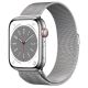 Apple Watch Series 8 GPS + Cellular, 45mm Silver Stainless Steel Case with Silver Milanese Loop