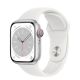 Apple Watch Series 8 GPS + Cellular, 41mm Silver Aluminium Case with White Sport Band