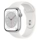 Apple Watch Series 8 GPS + Cellular, 45mm Silver Aluminium Case with White Sport Band