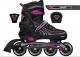 Soccerex adjustable Inline and balanced roller skates Combo Set for Kids, Black & Purple LF 6, Large 39-42