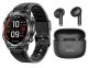 Xcell Elite 6 Smart Watch Black Silicon Strap and Soul 17 True Wireless Earbuds Black/ White