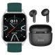 Xcell G11 Smart Watch Green and Soul 17 Pro True Wireless Earbuds Black/ White