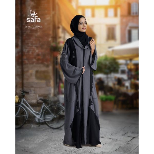 Grey and black abaya hotsell