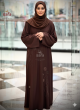 Rich Brown Abaya with Cascading Beaded Rose Design, 920