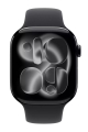 Apple Watch Series 11 GPS + Cellular 46mm Jet Black Aluminium Case with Black Sport Band S/M