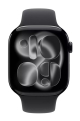 Apple Watch Series 11 GPS + Cellular 46mm Jet Black Aluminium Case with Black Sport Band M/L