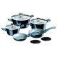 Chefline Forged Aluminum Cookware Set Metallic Blue 10 Pieces