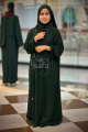 Forest Green Abaya with Abstract Crystal Design, 975