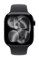 Apple Watch Series 11 GPS + Cellular 46mm Jet Black Aluminium Case with Black Sport Band M/L