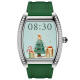 Xcell Selen Smart Watch Silver Frame Green Silicon Strap